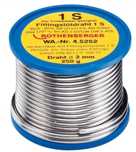 Припой для работы с фитингами ROTHENBERGER тип 1S L-SN AG5 45250 катушка 250 гр 45250