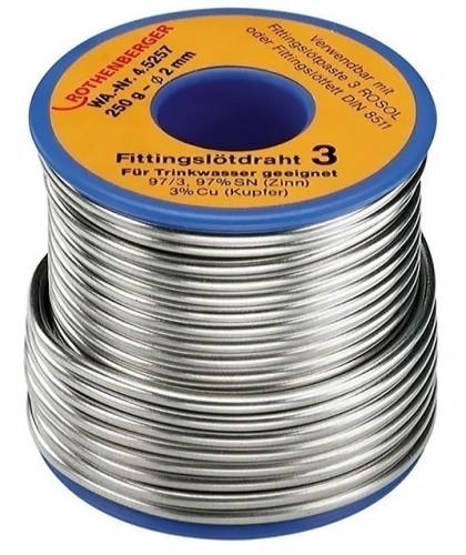 Припой для работы с фитингами ROTHENBERGER тип 3 L-SN CU3 45255 катушка 250 гр 45255