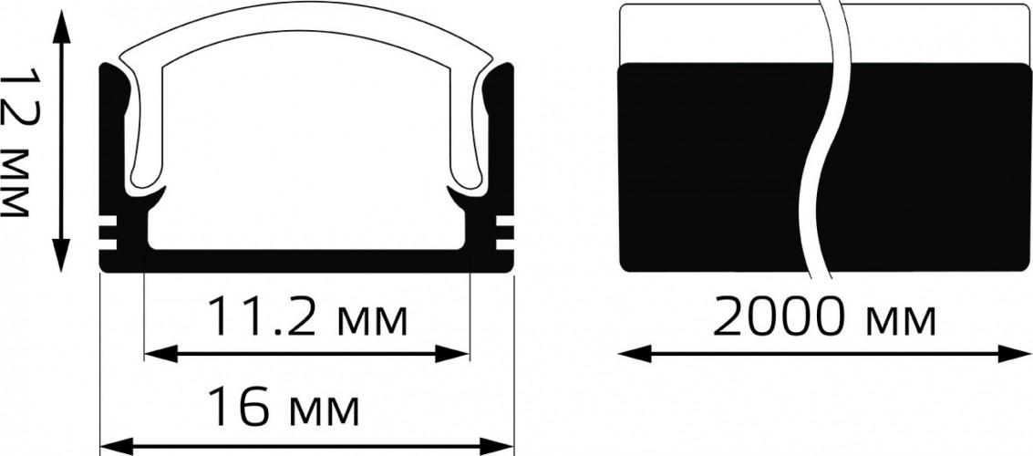 Профиль для диодной ленты GAUSS BT415 led гл 12mm-2m - изображение 3