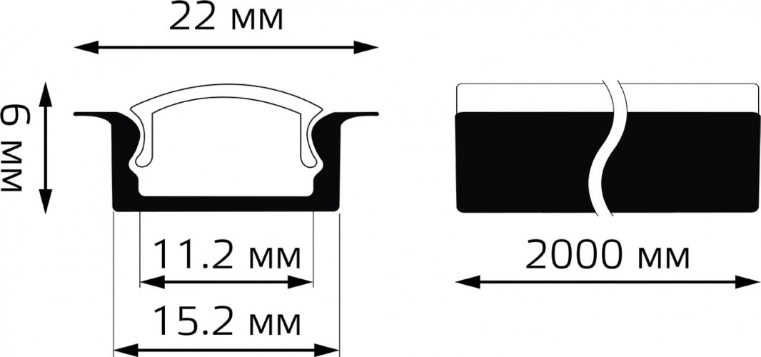 Профиль для диодной ленты GAUSS BT414 led гл 7mm-2m - изображение 3