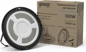 Промышленный светильник светодиодный GAUSS UFO подвесной ufo 100w 12000lm 5000k 175-265v ip65 821536300