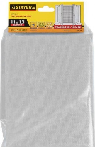Противомоскитная сетка STAYER STANDARD для окон, стекловолокно+ПВХ белая 12515-11-13 12515-11-13