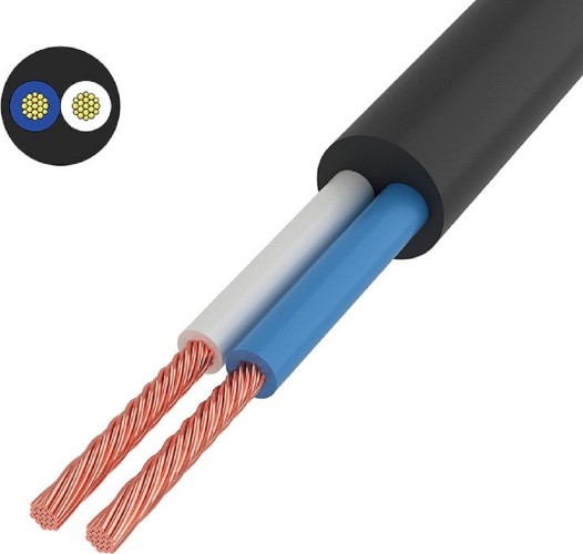 Провод REXANT 01-8033-50 ПВС 2x1,5 мм², черный, длина 50 метров, ГОСТ