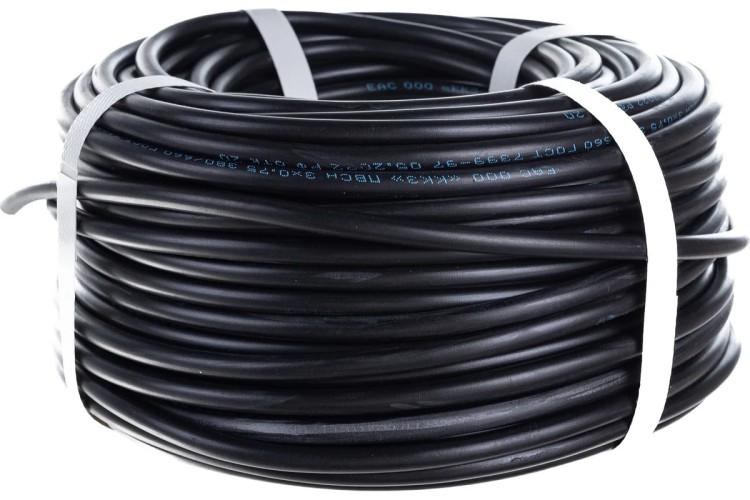 Провод REXANT 01-8043-50 ПВС 3x0,75 мм², черный, 50 м, ГОСТ - изображение 2