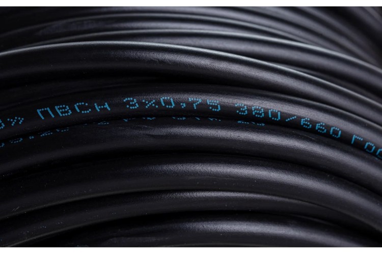 Провод REXANT 01-8043-50 ПВС 3x0,75 мм², черный, 50 м, ГОСТ - изображение 3