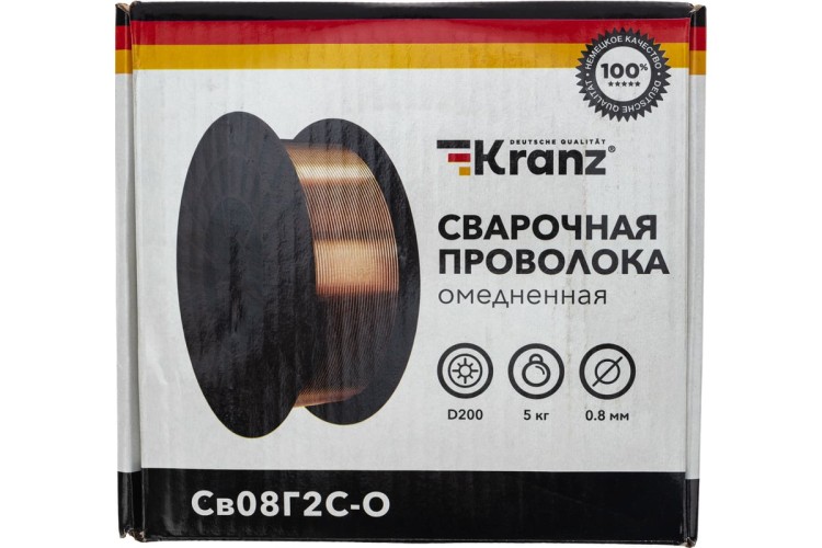 Проволока сварочная омедненная Kranz KR-11-0981-5 Св08Г2С-О (ER70S-6; SG2) 5 кг 0,8 мм D200 - изображение 4