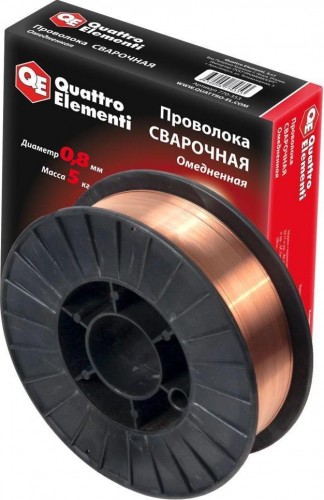 Проволока сварочная омедненная QUATTRO ELEMENTI 0,8 мм, 5,0 кг 770-353