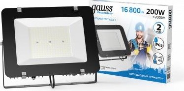 Прожектор GAUSS Elementary 200w 16800lm 6500к 200-240v ip65 черный led 691511200 - изображение 2