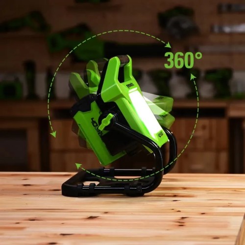 Прожектор GREENWORKS 3503907 LED с гибридным питанием, 40V / 220V, без АКБ и ЗУ - изображение 2