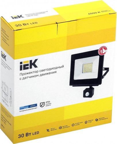 Прожектор IEK СДО 06-30Д IP54 6500K черный с датчиком движения LPDO602-30-65-K02 - изображение 2