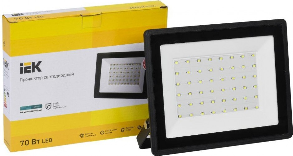 Прожектор IEK СДО 06-70 светодиодный ip65 4000к черн. LPDO601-070-40-K02 - изображение 3