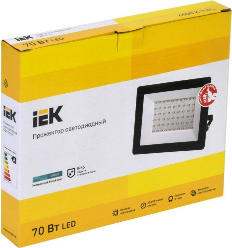 Прожектор IEK СДО 06-70 светодиодный ip65 4000к черн. LPDO601-070-40-K02 - изображение 2