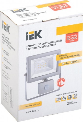 Прожектор IEK СДО 07-10Д IP44 6500K серый с датчиком движения LPDO702-10-K03 - изображение 2