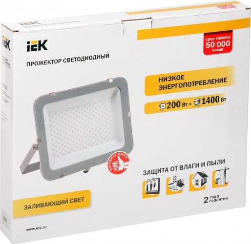 Прожектор IEK СДО 07-200 IP65 6500K серый LPDO701-200-K03 - изображение 2