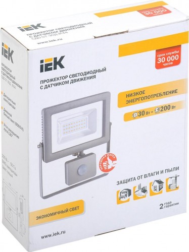 Прожектор IEK СДО 07-30Д IP44 6500K серый с датчиком движения LPDO702-30-K03 - изображение 2