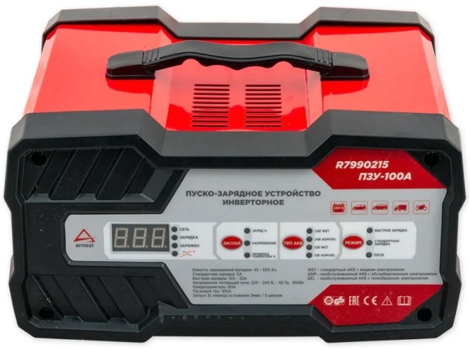 Пускозарядное устройство ARNEZI R7990215 ПЗУ-100А (12В/24В, 5-25А, акб 45-300Ач, пуск 100А) - изображение 2