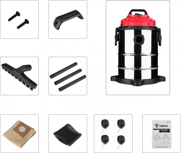 Пылесос для строительных работ DEKO DKVC-1400-15S 015-0030 - изображение 4
