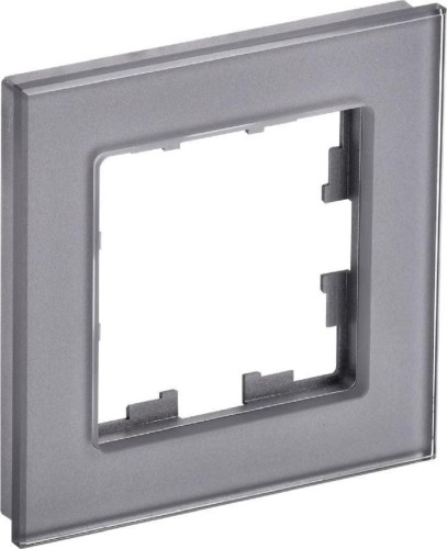Рамка IEK BRITE 1 -местная РУ-1-2-БрСе стекло серая BR-M12-G-K03
