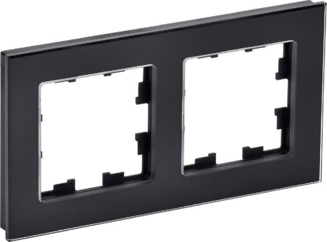 Рамка IEK BRITE 2 -местная РУ-2-2-БрЧ стекло чер BR-M22-G-K02