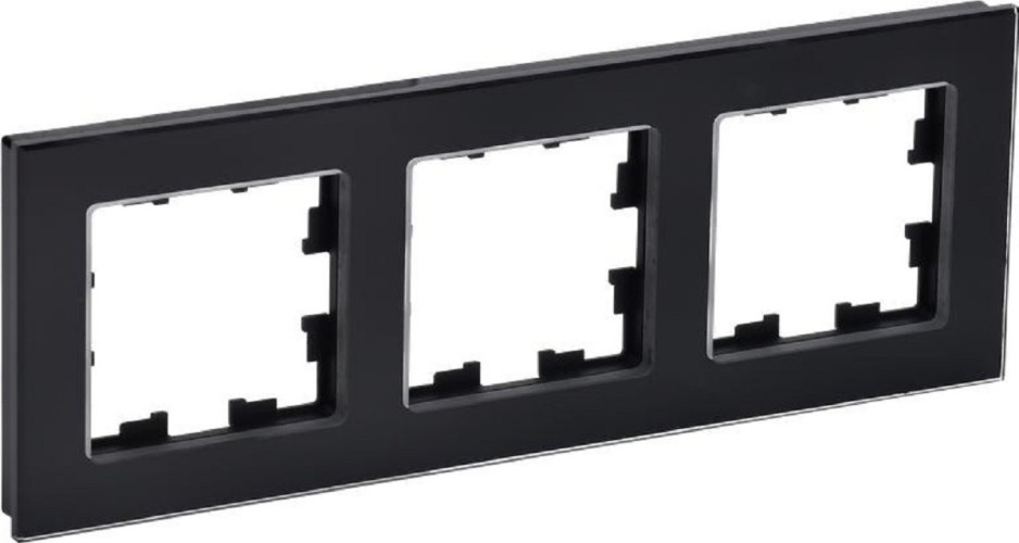 Рамка IEK BRITE 3 -местная РУ-3-2-БрЧ стекло чер BR-M32-G-K02