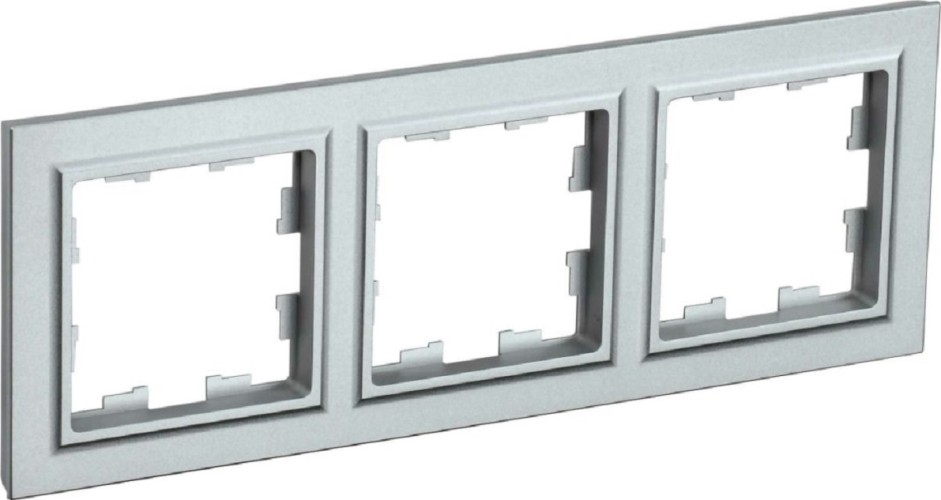 Рамка IEK BRITE 3-местная РУ-3-1-БрА металл алюм BR-M32-M-K47