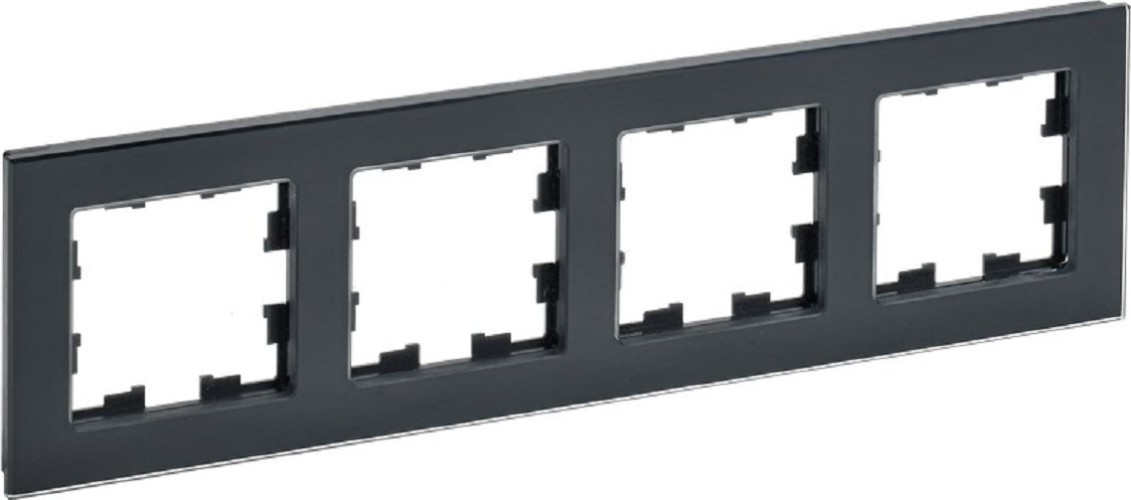 Рамка IEK BRITE 4 -местная РУ-4-2-БрЧ стекло чер BR-M42-G-K02