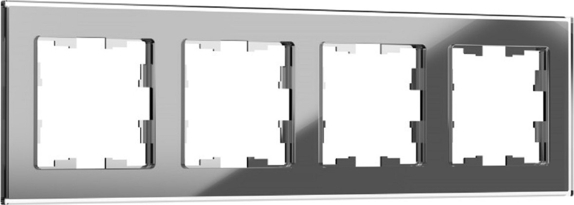 Рамка IEK BRITE 4 -местная РУ-4-2-БрСе стекло сер BR-M42-G-K03