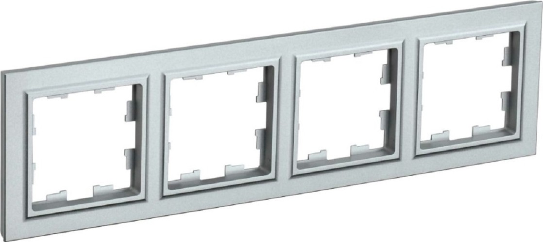 Рамка IEK BRITE 4 -местная РУ-4-1-БрА металл алюм BR-M42-M-K47