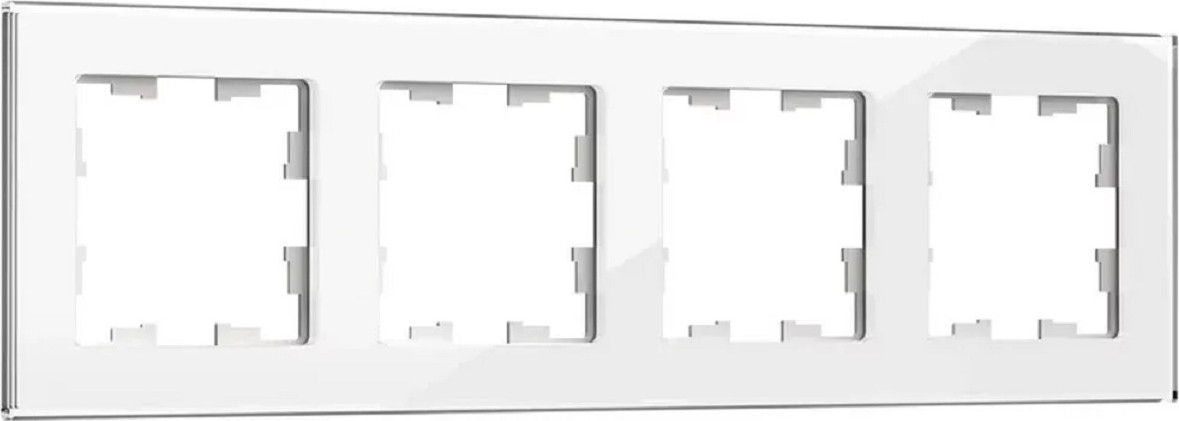 Рамка IEK BRITE 4 -местная РУ-4-2-БрБ стекло бел BR-M42-G-K01