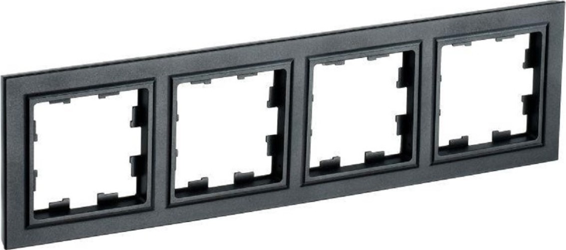 Рамка IEK BRITE 4 -местная РУ-4-1-БрЧ металл черн BR-M42-M-K02
