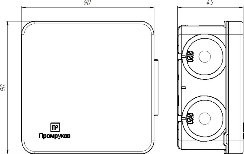 Распаячная коробка ПРОМРУКАВ 60-0210 для прямого монтажа (HF) 80х80х40 - изображение 2