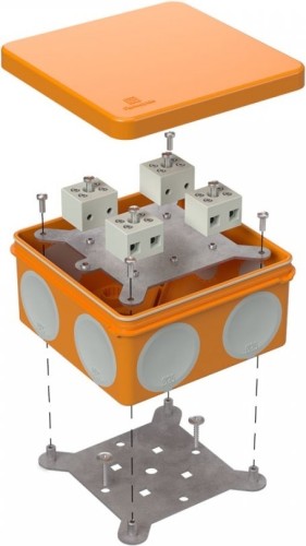 Распаячная коробка ПРОМРУКАВ 60-0300-FR6.0-8  Е15-Е120 100х100х50 огнестойкая для О/П 60-0300-FR6.0-8