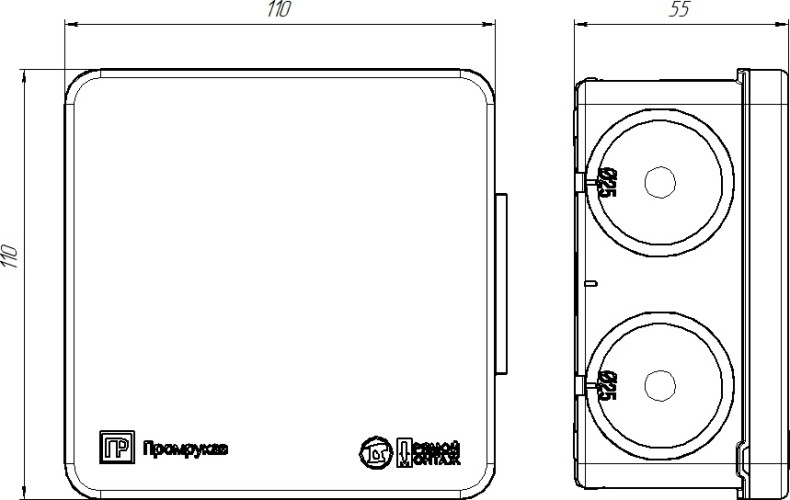 Распаячная коробка ПРОМРУКАВ 60-0300-9005 для прямого монтажа безгалогенная (HF) 100х100х50 - изображение 2