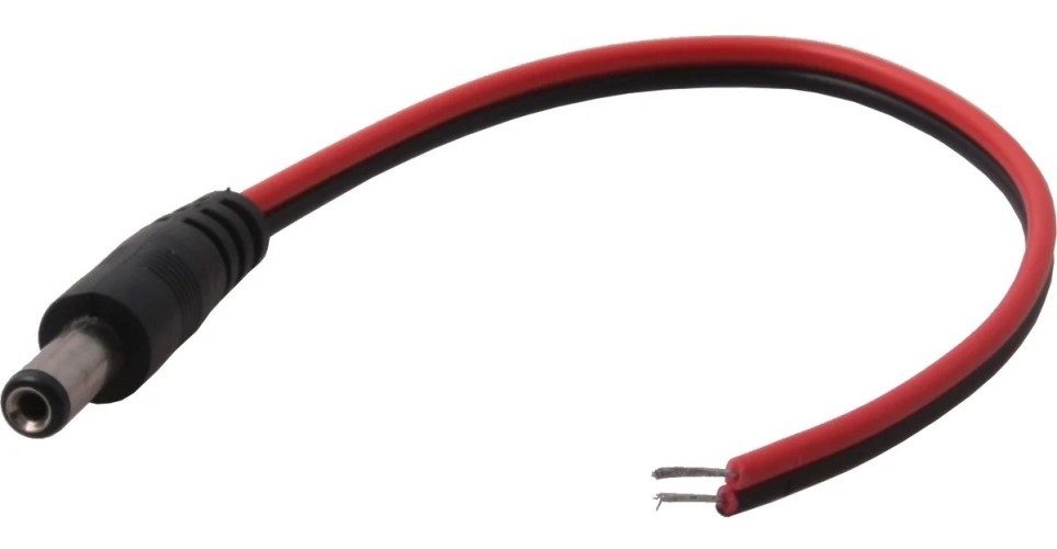 Разъем питания REXANT 14-0324 ( уп. 50 штук ) штекер 2.5х5.5x10 мм с проводом 20см 14-0324