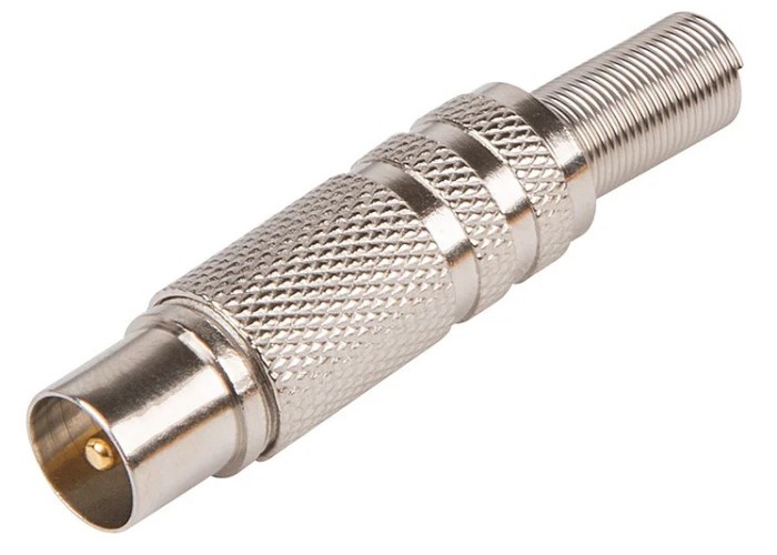 Разъем REXANT 05-2011 ( уп 100 шт ) штекер TV никелированный под винт c пружиной  05-2011