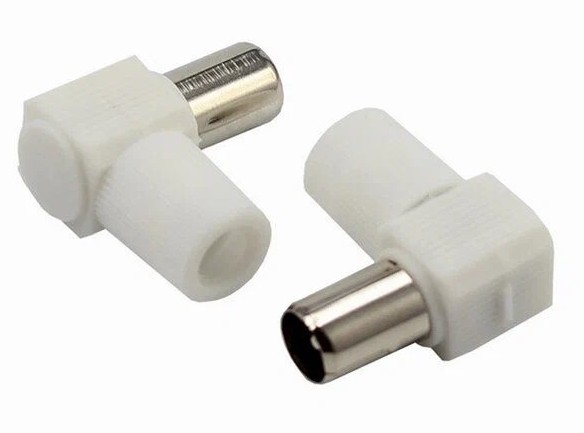 Разъем REXANT 05-2061 ( уп 100 шт ) штекер TV без пайки белый угловой 05-2061