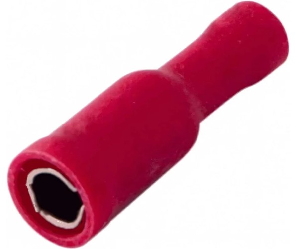 Разъем REXANT 08-0211 ( уп 100 шт ) красный штекерный изолированный гнездо 4 мм 0.5-1.5 мм²  08-0211
