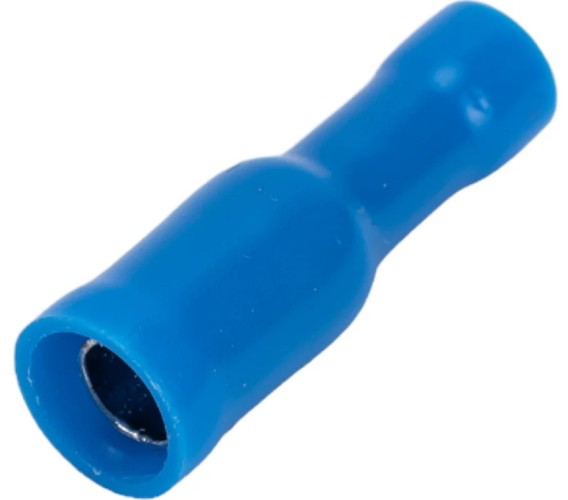 Разъем REXANT 08-0221 ( уп 100 шт ) синий штекерный изолированный гнездо 4 мм 1.5-2.5 мм²  08-0221