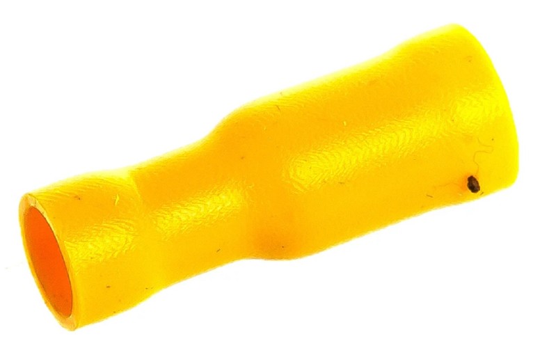 Разъем REXANT 08-0232 ( уп 100 шт ) желтый штекерный изолированный гнездо 5 мм 4-6 мм²  08-0232
