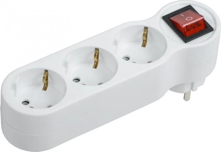 Разветвитель IEK Т-01/03В 3-м 16А IP20 Т-01/03В 2P+PE с выкл. WTP10-16-03-ZK-K01