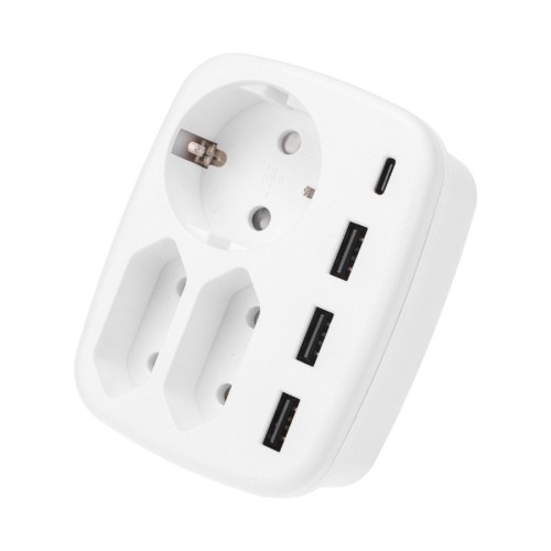 Разветвитель REXANT 11-1250 16A + 2х2,5A с/з + 3хUSB-A 2,4A + USB Type-C 3A, б