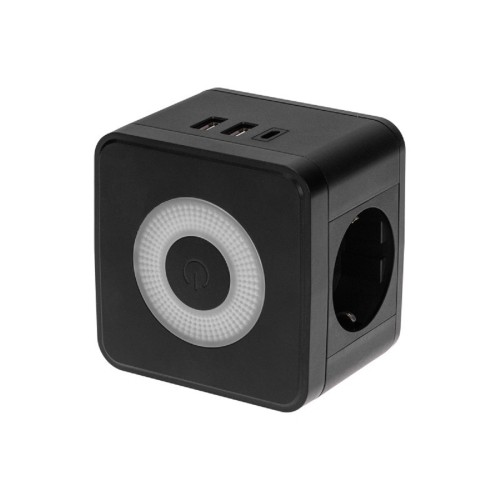 Разветвитель REXANT 11-1252 Куб 16A с/з + 2хUSB-A 2,4A + USB Type-C 3A с ночно