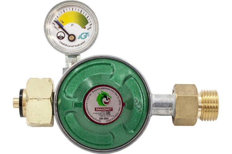 Регулятор DRAGONKIT 00-00002969 давления газа DK-005, с пк и манометром