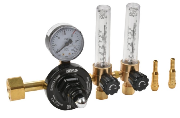 Регулятор расхода KRASS Base Control SE FLOW с 2-мя ротаметрами для углекислоты и аргона, ПОВЕРЕННЫЙ 0870478KRPV