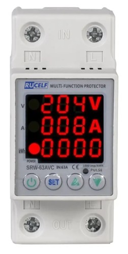 Реле RUCELF SRW-63AVC напряжения и тока, со счетчиком