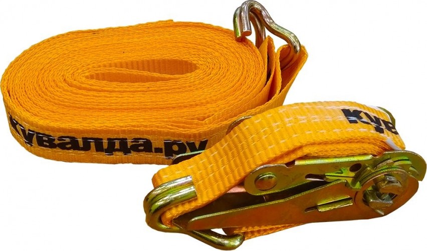 Ремень стяжной КУВАЛДА.РУ 0,6т/1,2т  8 м (25 мм) с крюками GS02999