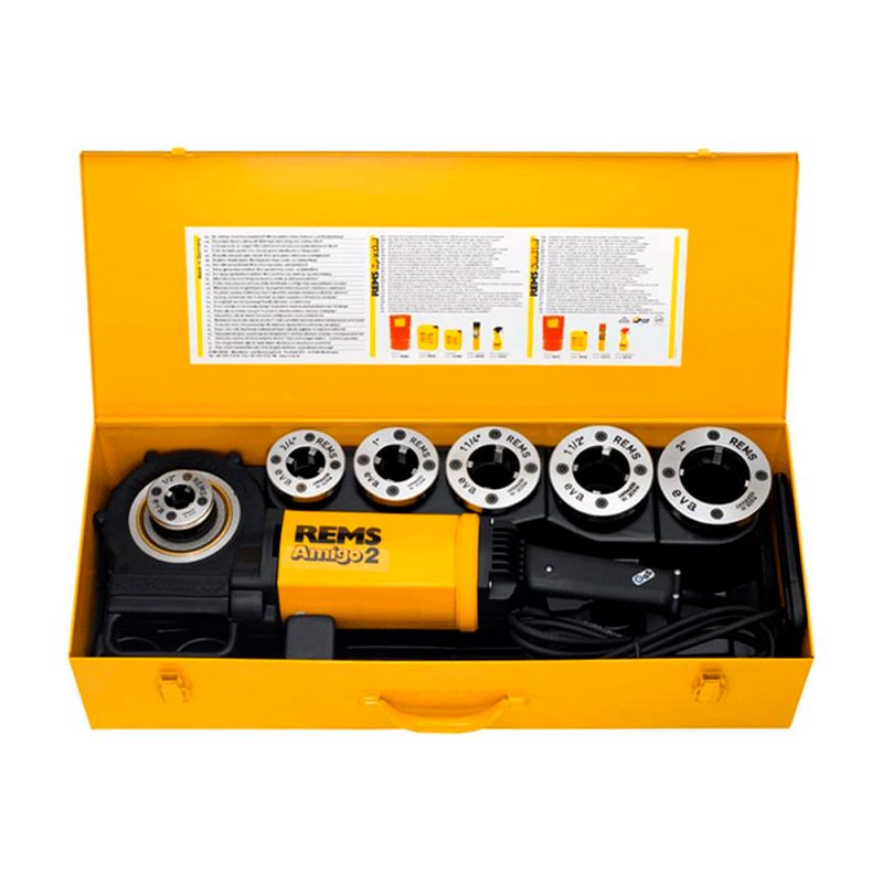 Электрический резьбонарезной клупп REMS Амиго-2, в наборе с головками 1/2-2, с держателем в стальном - изображение 4