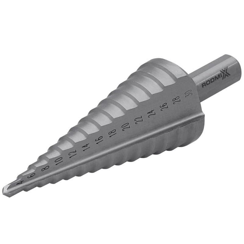 Ступенчатое сверло с прямой канавкой RODMIX 9 ступеней, 4-12 мм