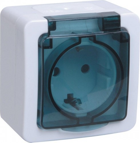 Розетка 1-местная IEK ГЕРМЕС РСб20-3-ГПБд IP54  с заземлением ERMP12-K03-16-54-EC