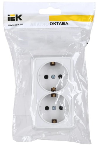 Розетка 2-местная IEK ОКТАВА РС22-3-ОБ 16А  с заземлением белая ERO21-K01-16-DC - изображение 5